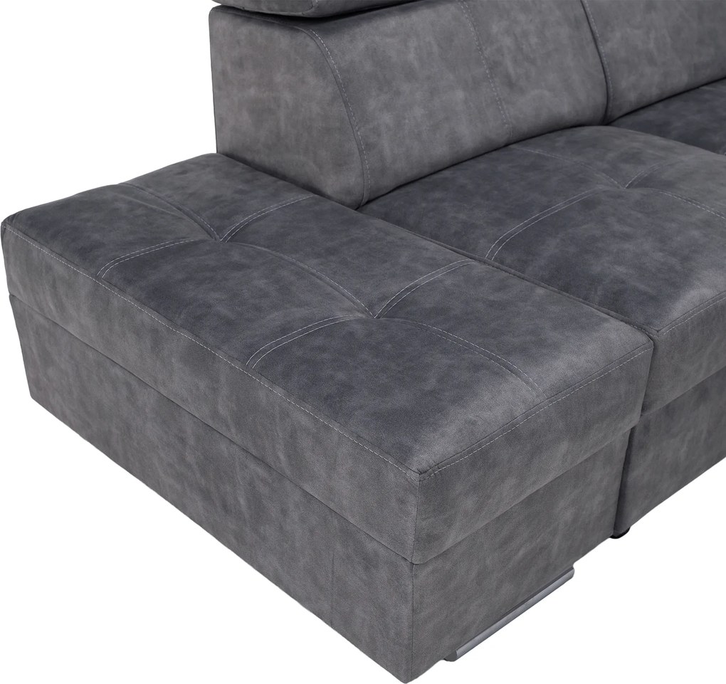 Ülőgarnitúra, szürke, balos, MALAGA