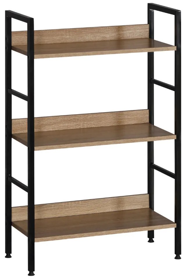Intenso Home 3 szintes nyitott könyvespolc 60 x 93cm (Sonoma tölgy) | Univerzális tároló állvány fém lábakkal