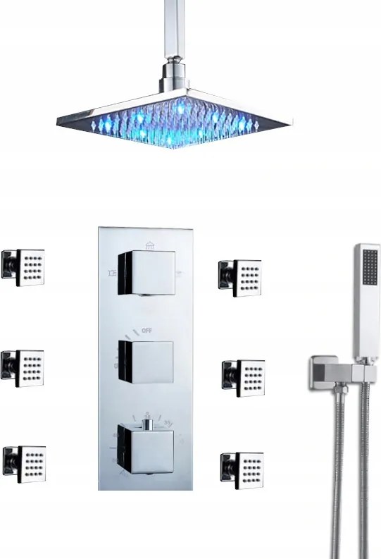 Zuhanyszett Falsík Alatti Led Termosztát