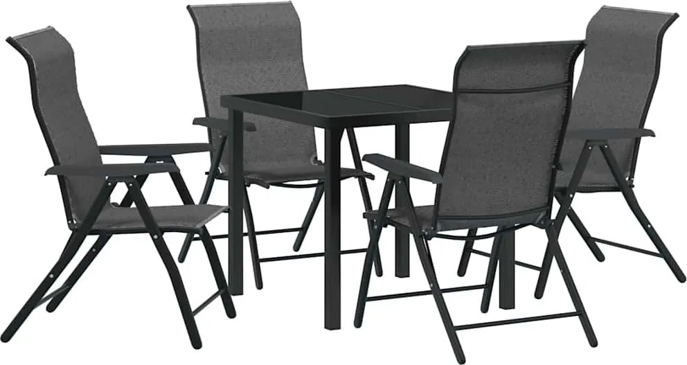 vidaXL Kert étkező szett 5 pcs Szürke Porszórt acél