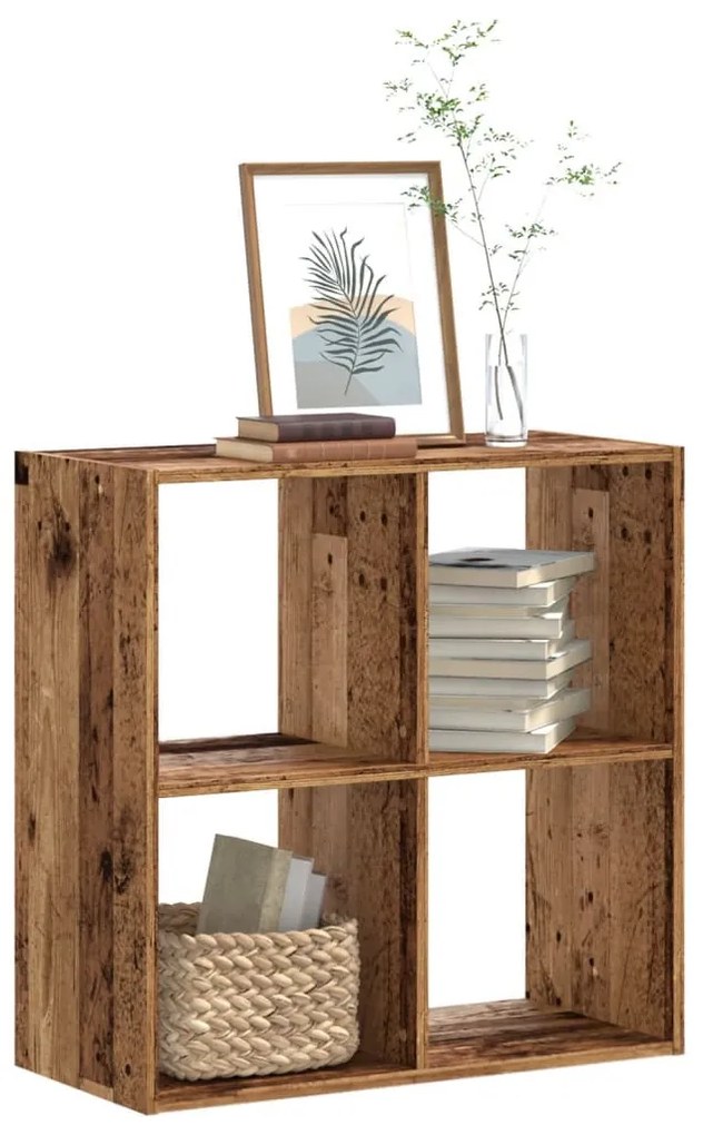 antik fa színű szerelt fa könyvespolc 68,5 x 32 x 68,5 cm