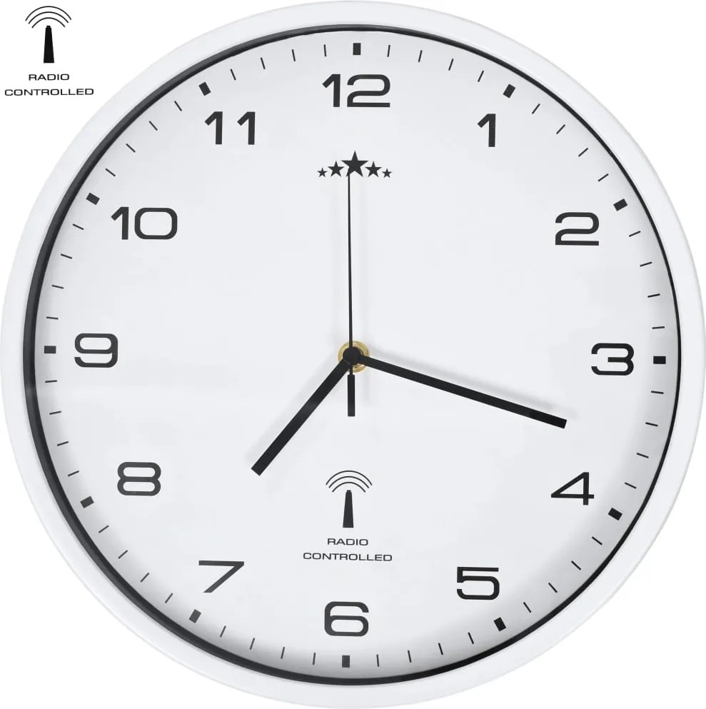 vidaXL fehér színű rádióvezérelt falióra kvarcszerkezettel 31 cm