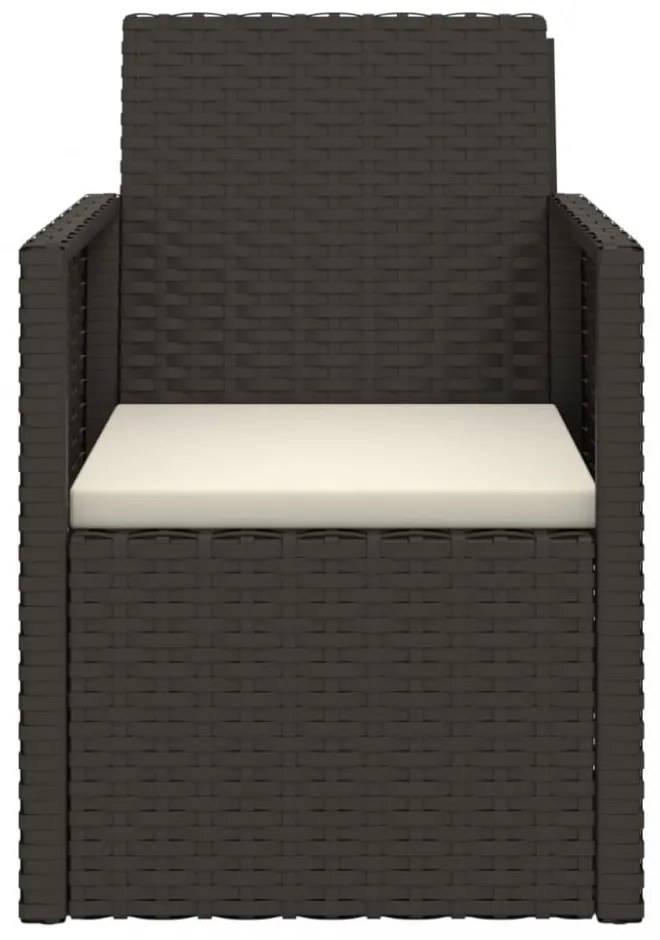 3 részes fekete polyrattan kültéri ülőgarnitúra párnákkal