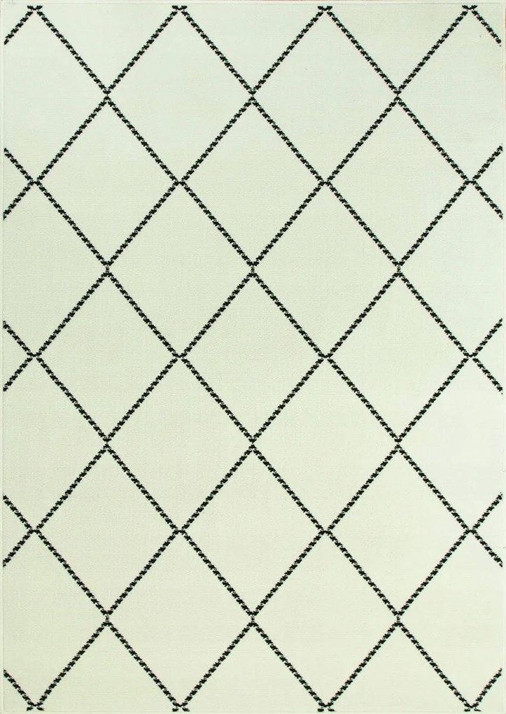 140x200 cm Puha Luna Szőnyeg Rombusz Csíkos Krém