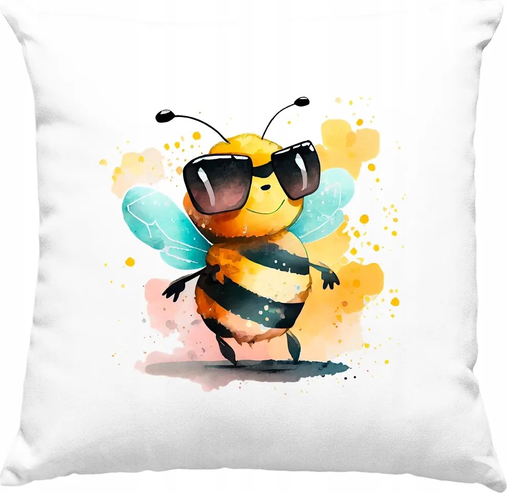 Cool Méhecske párna szemüveggel, fehér