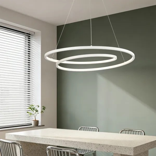 Brilagi-LED Fényerőszabályozható kábeles csillár TWISTER LED/105W/230V, átmérő 100 cm, fehér + távirányítóval