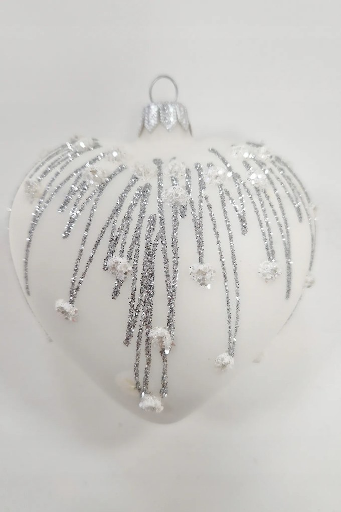 Karácsonyfadísz fehér szív 1 db