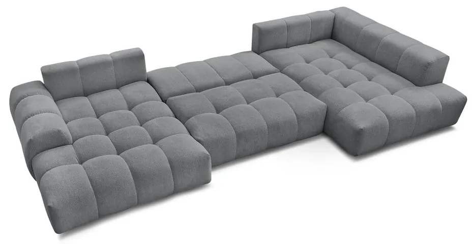 Sötétszürke zsenília kinyitható-tárolóhelyes sarokkanapé (jobb oldali-U alakú) Everest – Bobochic Paris