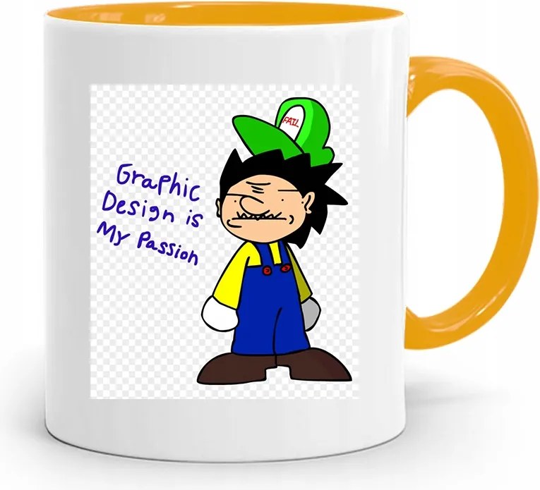 Sárga Bögre Grafika Graphic Is My Passion fényképes nyomtatással