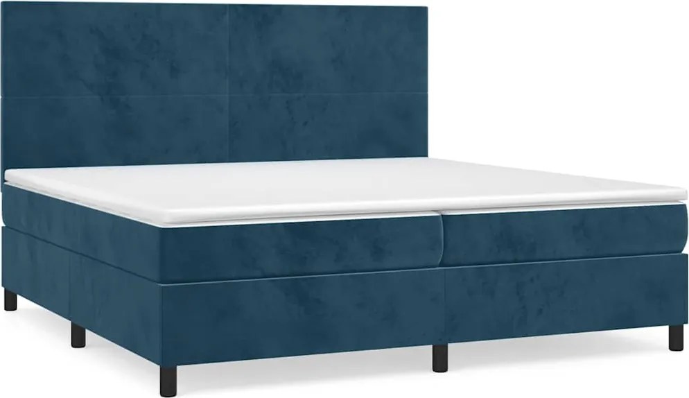 vidaXL sötétkék bársony rugós ágy matraccal 200x200 cm