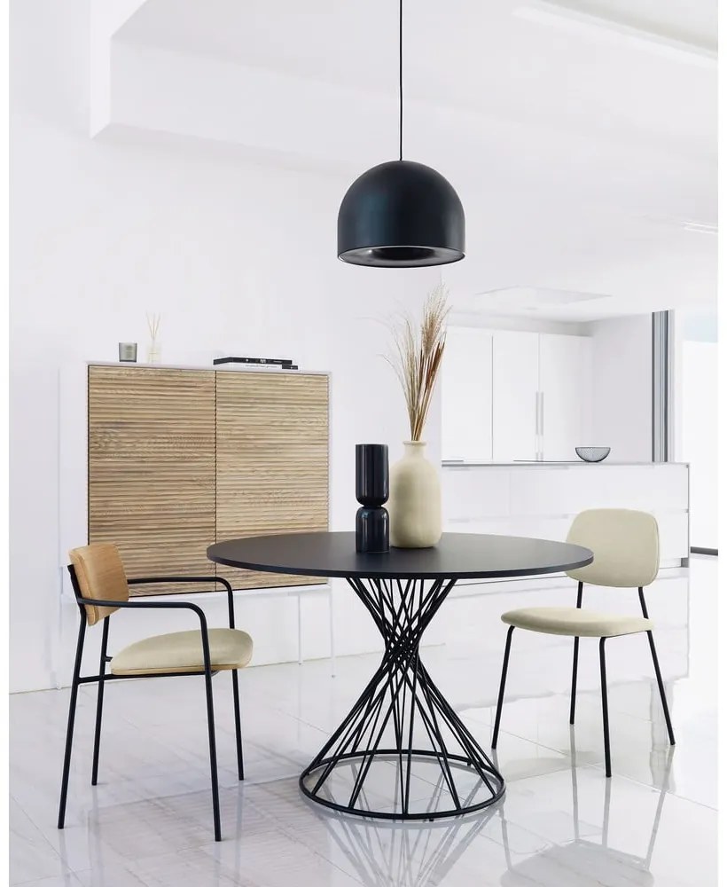 Fekete kerek étkezőasztal fekete asztallappal ø 120 cm Niut – Kave Home