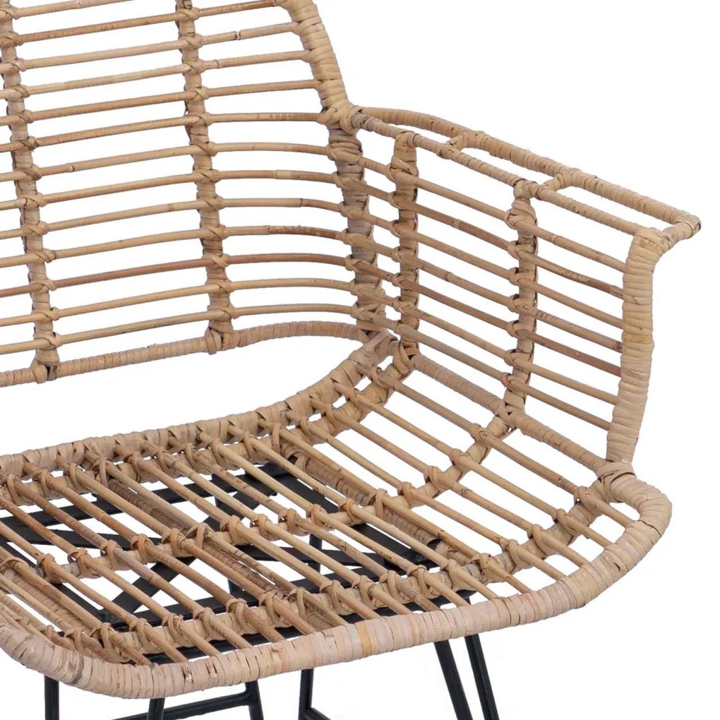 Étkezőszék 2 pcs Természetes 57 x 54.5 x 85 cm Rattan és Vas
