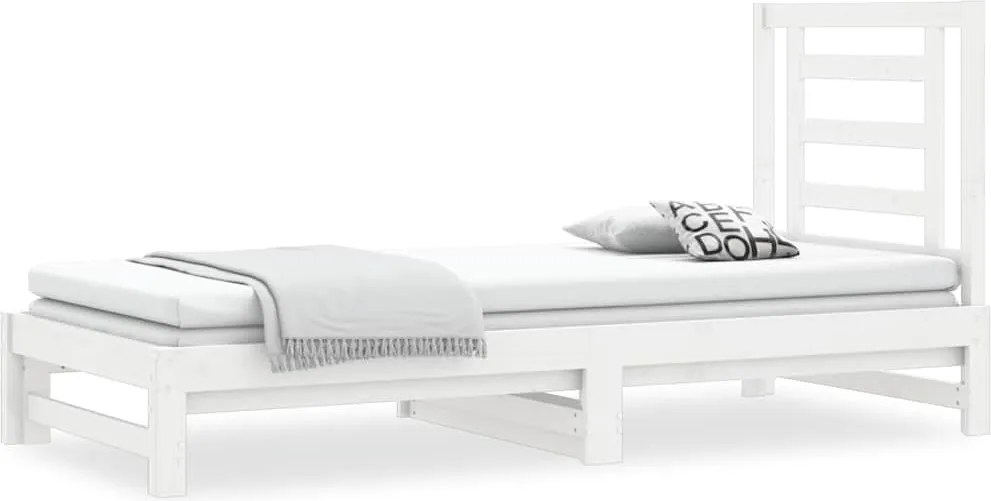 vidaXL fehér tömör fenyőfa kihúzható kanapéágy 2 x (90 x 200) cm