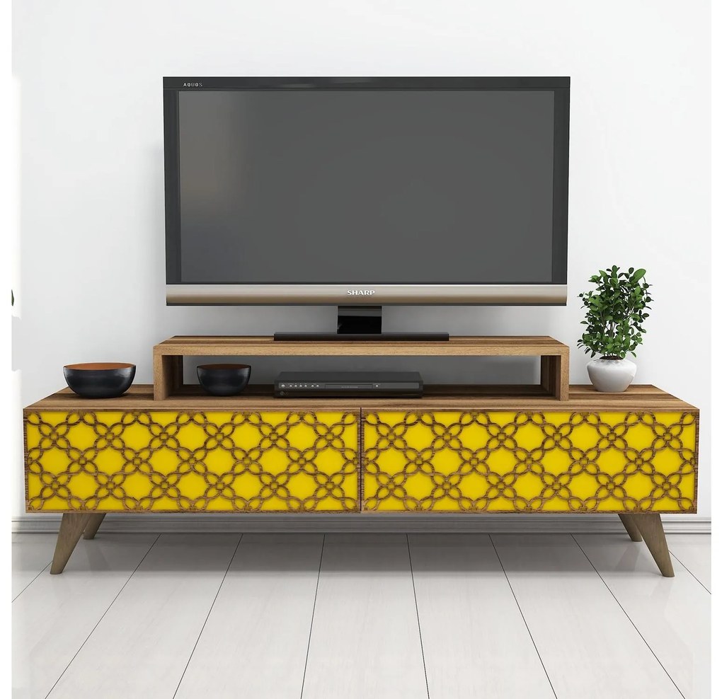 TV asztal/szekrény Clementine (dió + sárga). 1088569