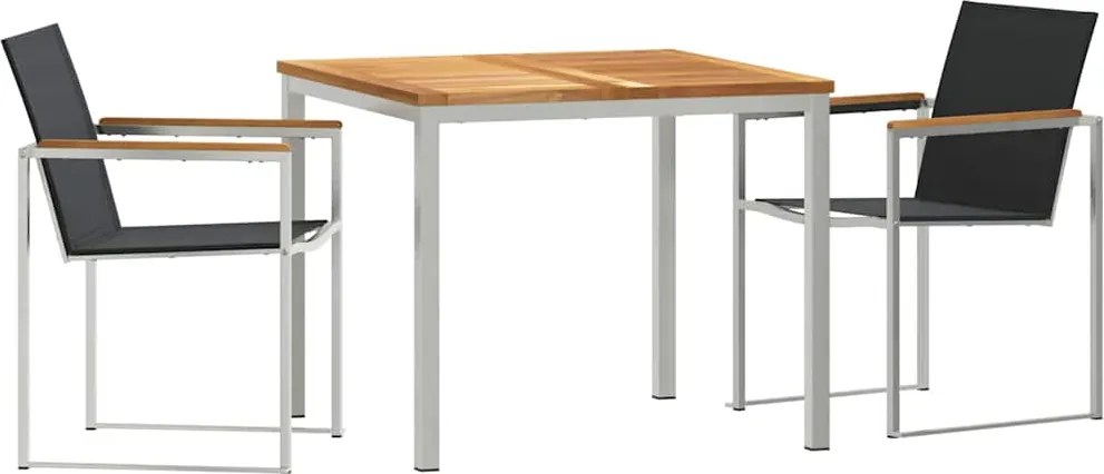 vidaXL Kert étkező szett 3 pcs Barna Tömör Teakfa