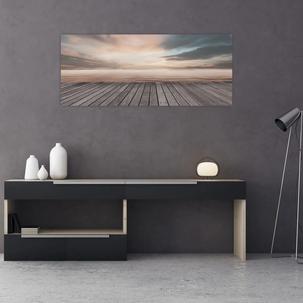 Kép - Móló naplementében (120x50 cm)