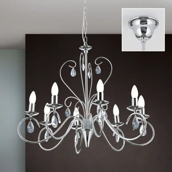 Orion LU 1658/8 - Kristály csillár láncon ALESSIA 8xE14/40W/230V fényezett króm