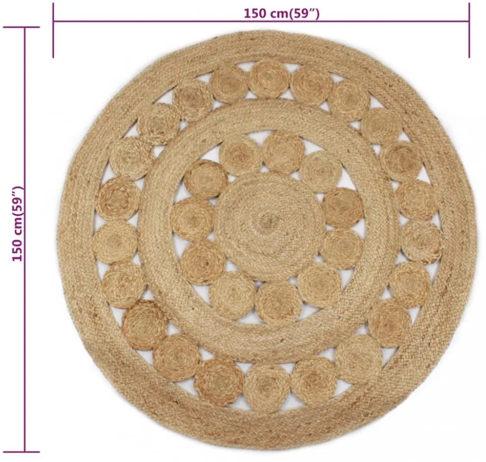 kör alakú, fonott juta szőnyeg 150 cm