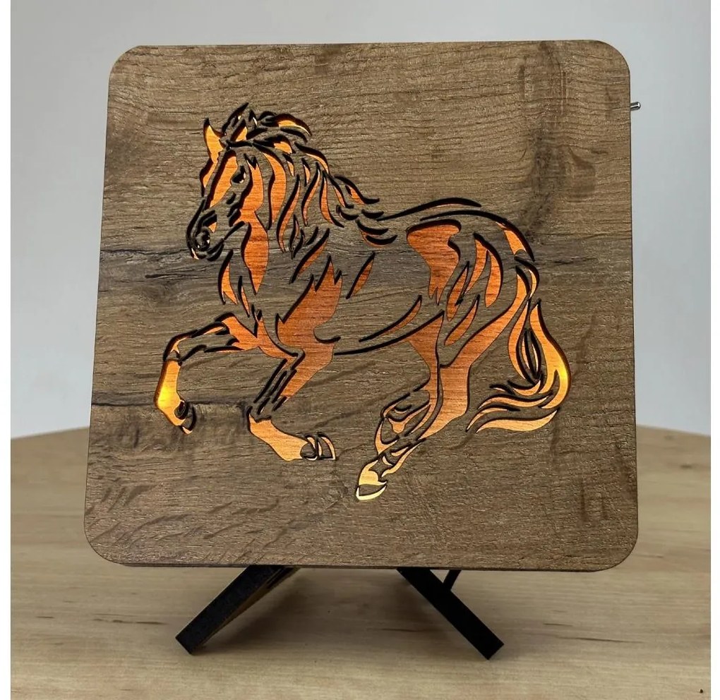 Li-Go 4070/DUB2 - LED asztali dekoráció LED/12W/230V 19x19 cm tölgy/ló