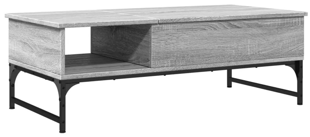 Szürke sonoma szerelt fa és fém dohányzóasztal 100 x 50 x 35 cm