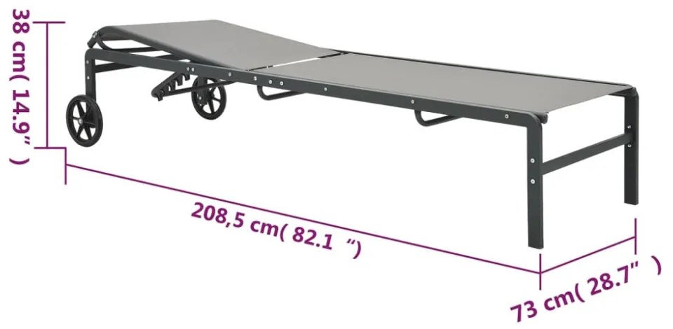2 db textilén és acél napozóágy asztallal