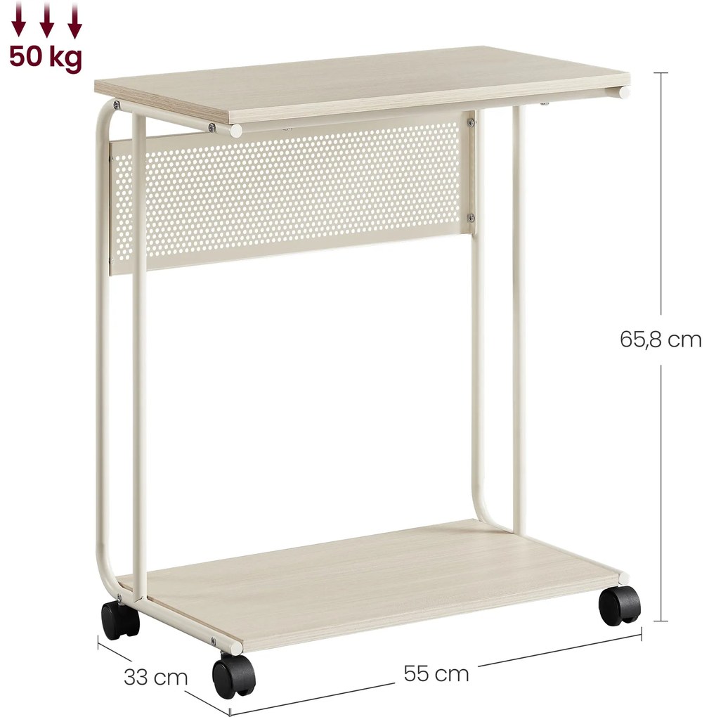 C-alakú kerekes oldalasztal 55x34x66cm bézs