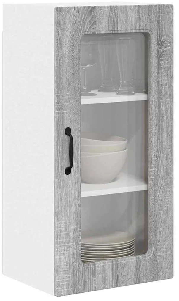 Fali konyhaszekrény 2 pcs Szürke Sonoma 40 x 31 x 80 cm Faanyag