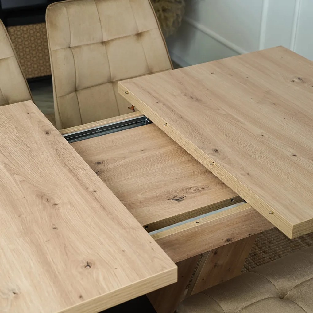 Bővíthető étkezőasztal 120–160 cm Artisan tölgy / fekete színkombinációban – CLARK