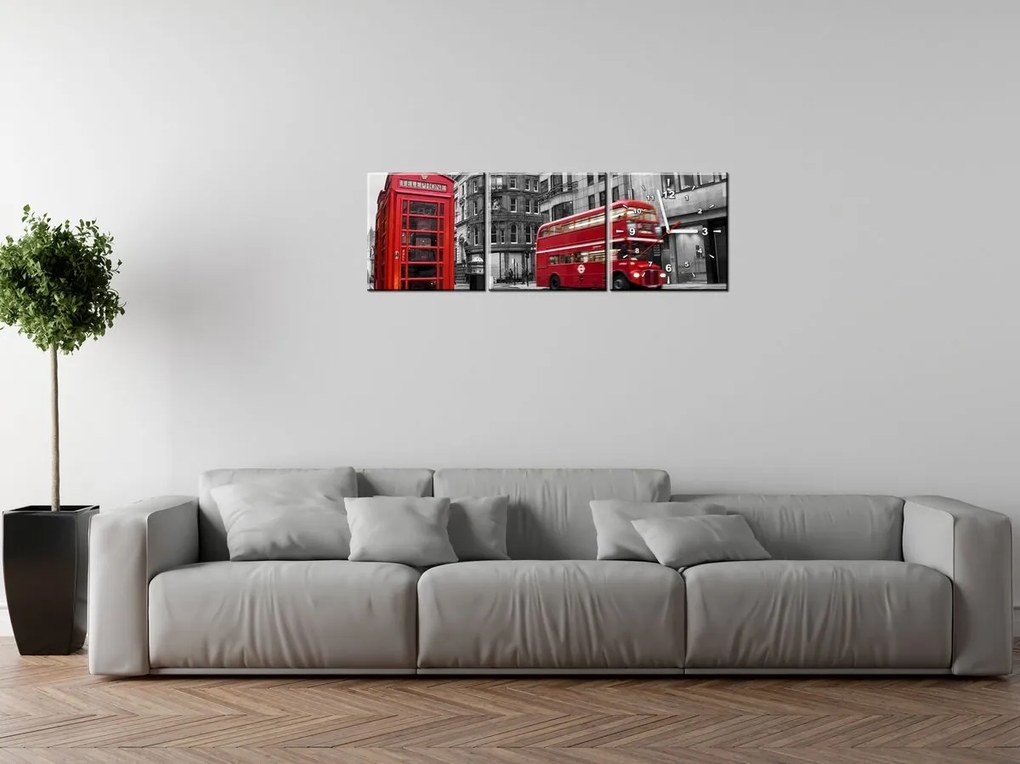 Gario Órás falikép Telefonfülke Londonban UK - 3 részes Méret: 80 x 40 cm