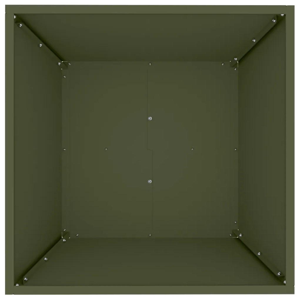 Fém Virágcserép Olívazöld Fém 50 x 50 x 15 cm Négyzet Modern