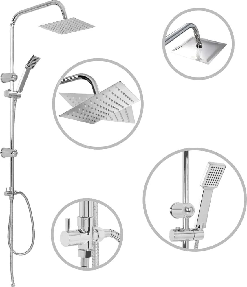 vidaXL rozsdamentes acél dupla fejű zuhanyszett kézi zuhannyal