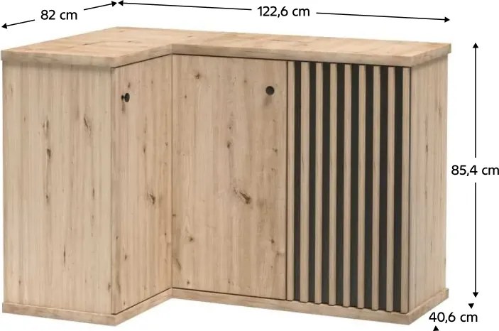 Sarok komód, artisan tölgy/fekete, KOLI C-12