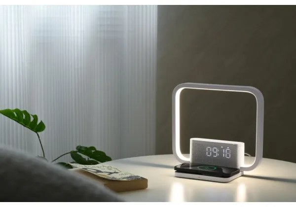 Immax 08994L - LED Dimmelhető asztali lámpa ébresztőórával és töltővel 18W/230V fehér