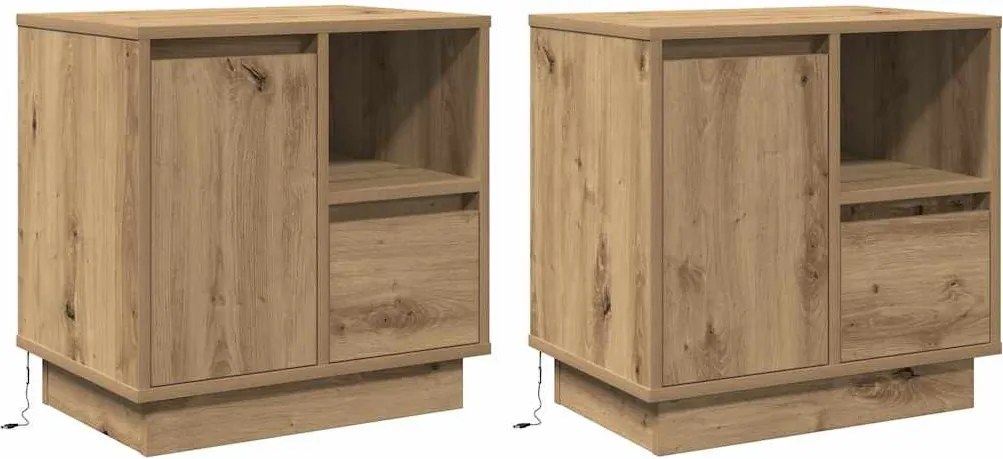 vidaXL Éjjeliszekrény 2 pcs Artisan tölgy 50 x 34,5 x 50 cm Faanyag