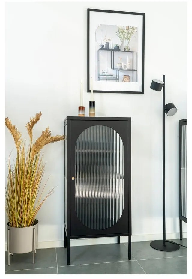 Fekete fém tálalószekrény 50x110 cm Adelaide – House Nordic