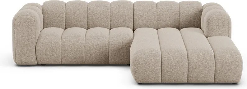 Bézs zsenília sarokkanapé (jobb oldali-heverő résszel) Lupine – Micadoni