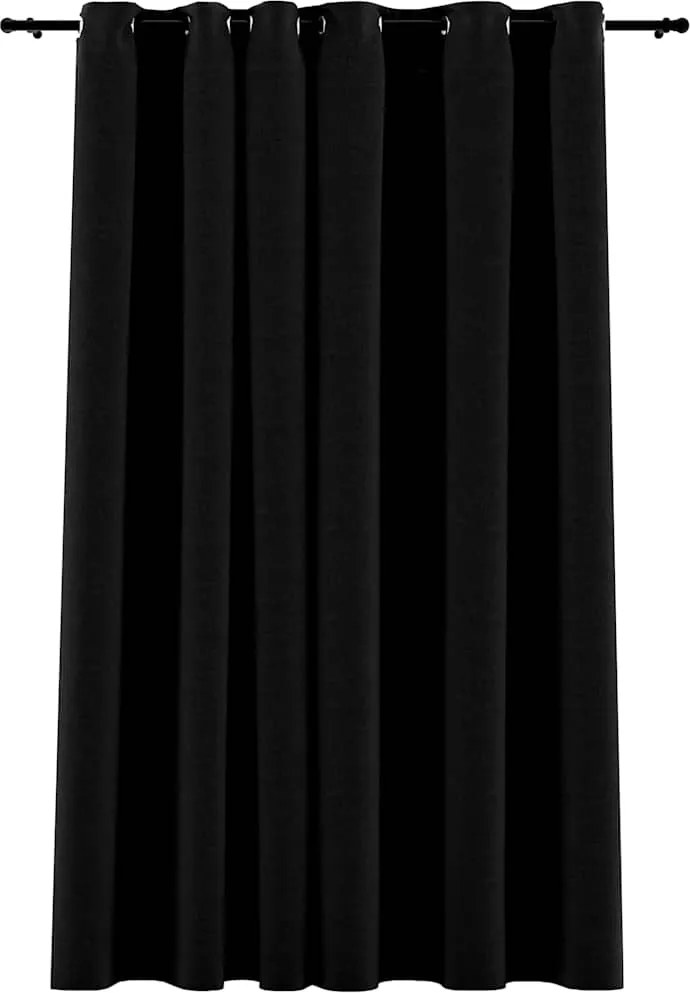 vidaXL fekete vászonhatású sötétítőfüggöny fűzőkarikával 290 x 245 cm