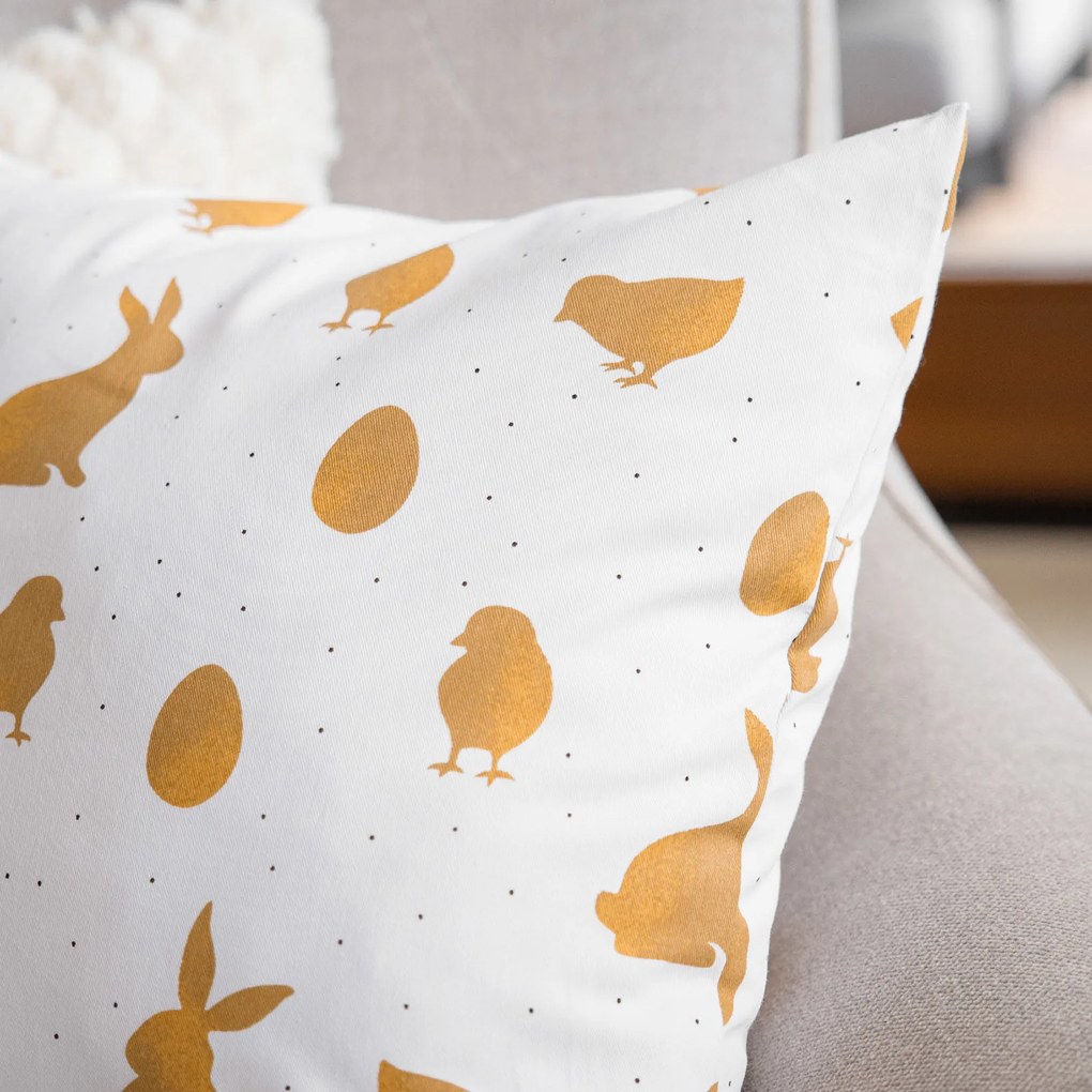 Goldea húsvéti párnahuzat - extra erős 100% - os pamut - a húsvét arany szimbólumai 50 x 70 cm