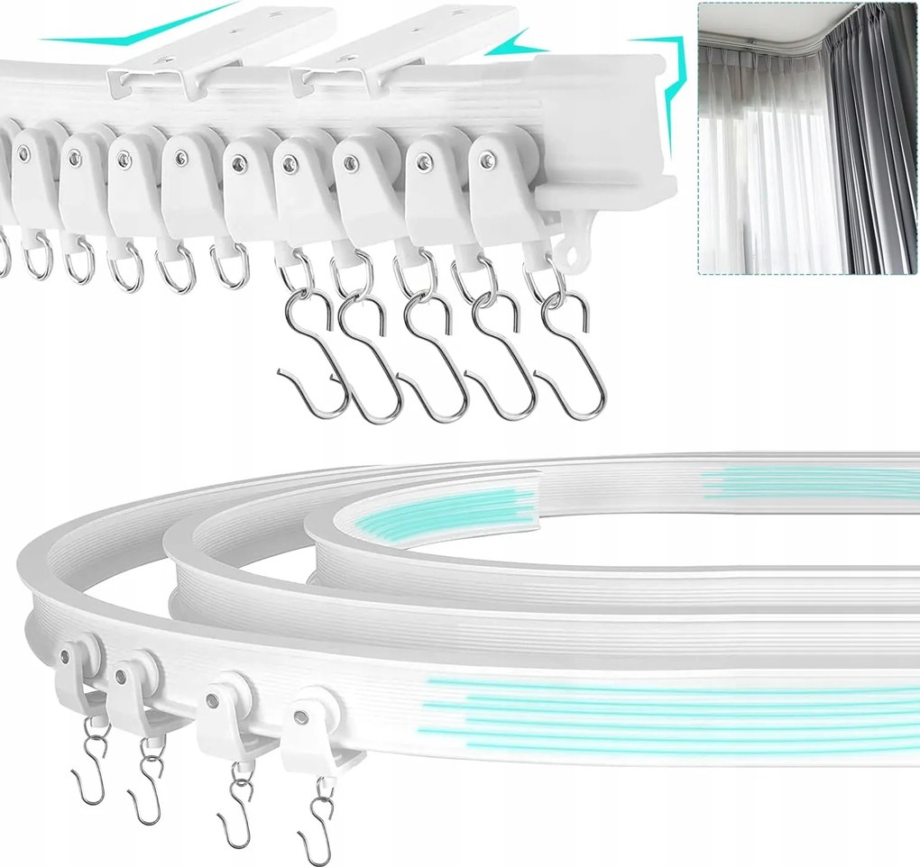 Rugalmas Hajlékony Sín Mennyezeti Függönyökhöz 5M Ívelt Sín Függönyökhöz