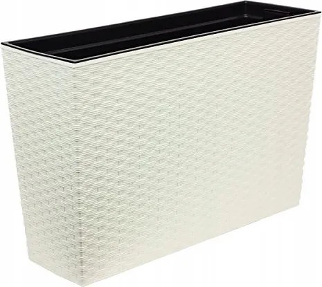 Virágágyás Werbena rattan kaspó krém lamella