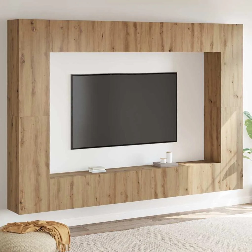 TV szekrény garnitúra 8 pcs kézműves tölgy Közepes Faanyag