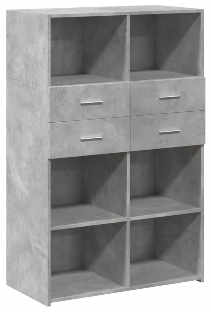betonszürke szerelt fa magasszekrény 80 x 42,5 x 124 cm