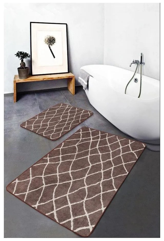 Barna bársony fürdőszobai kilépő szett 2 db-os 60x100 cm – Mila Home
