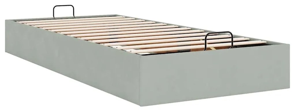 Ottomán ágykeret matrac nélkül Világosszürke 80x200 cm bársony