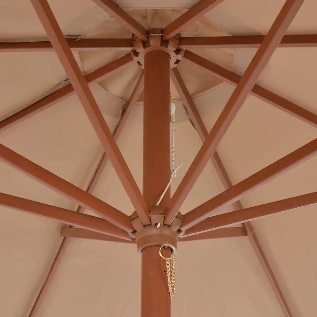 Tópszínű kültéri napernyő farúddal 300 cm