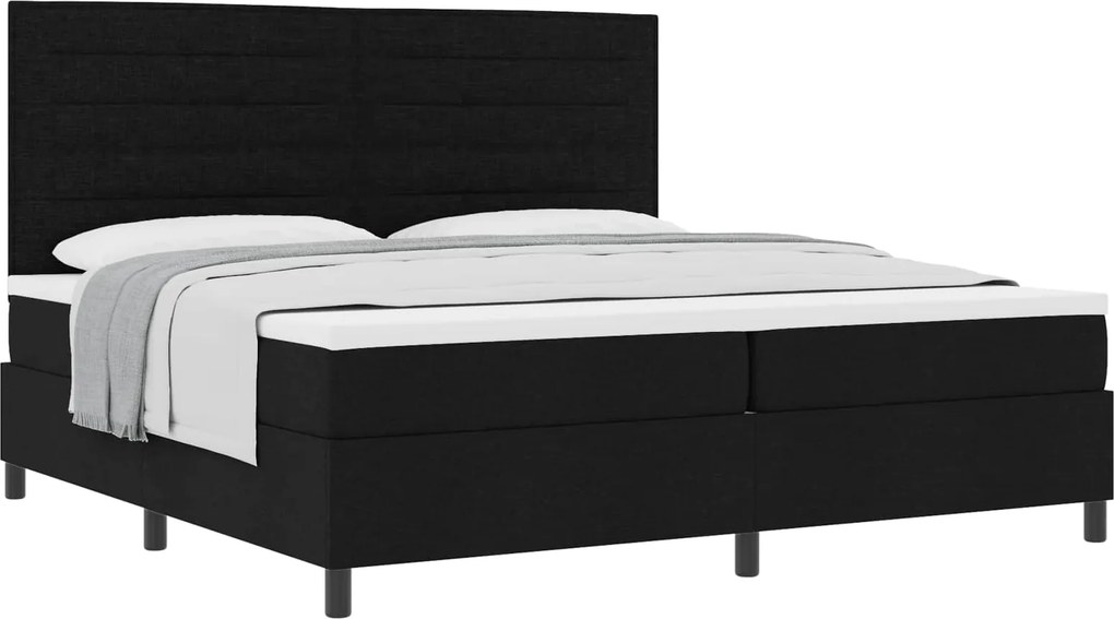 vidaXL Boxrugós ágy matracmal fejtámlával Fekete 200 x 200 cm szövet