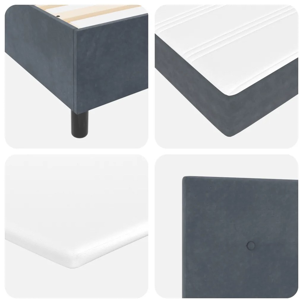 Boxspring Ágy Matrac Szürke 140x190 cm Bársonyos