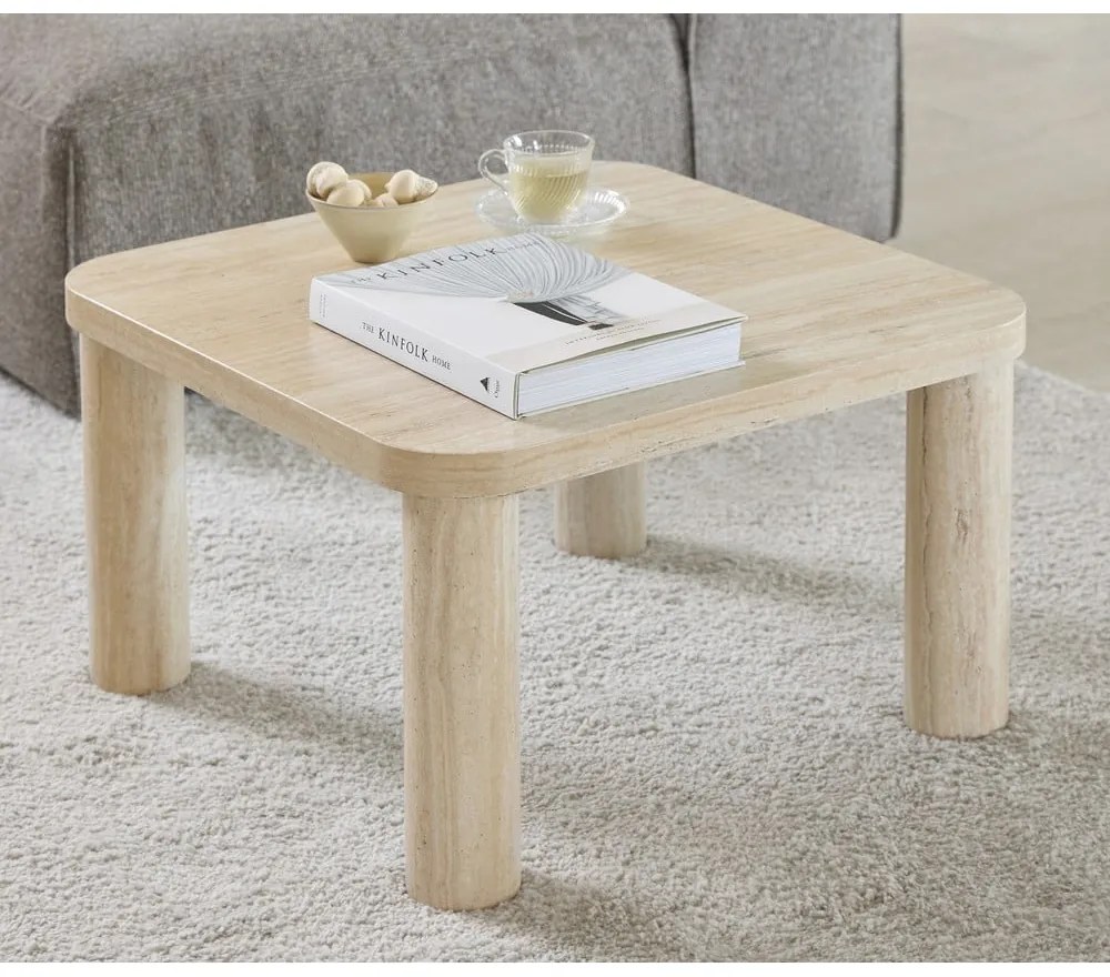 Bézs dohányzóasztal márvány dekorral 60x60 cm Solano – Actona