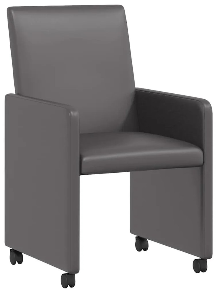 vidaXL Kerekes Étkező Székek 2 pcs Szürke 57 x 66 x 94 cm Műbőr