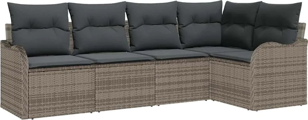 vidaXL Kerti Kanapé Szett tárolóval 5 pcs Szürke polirattan